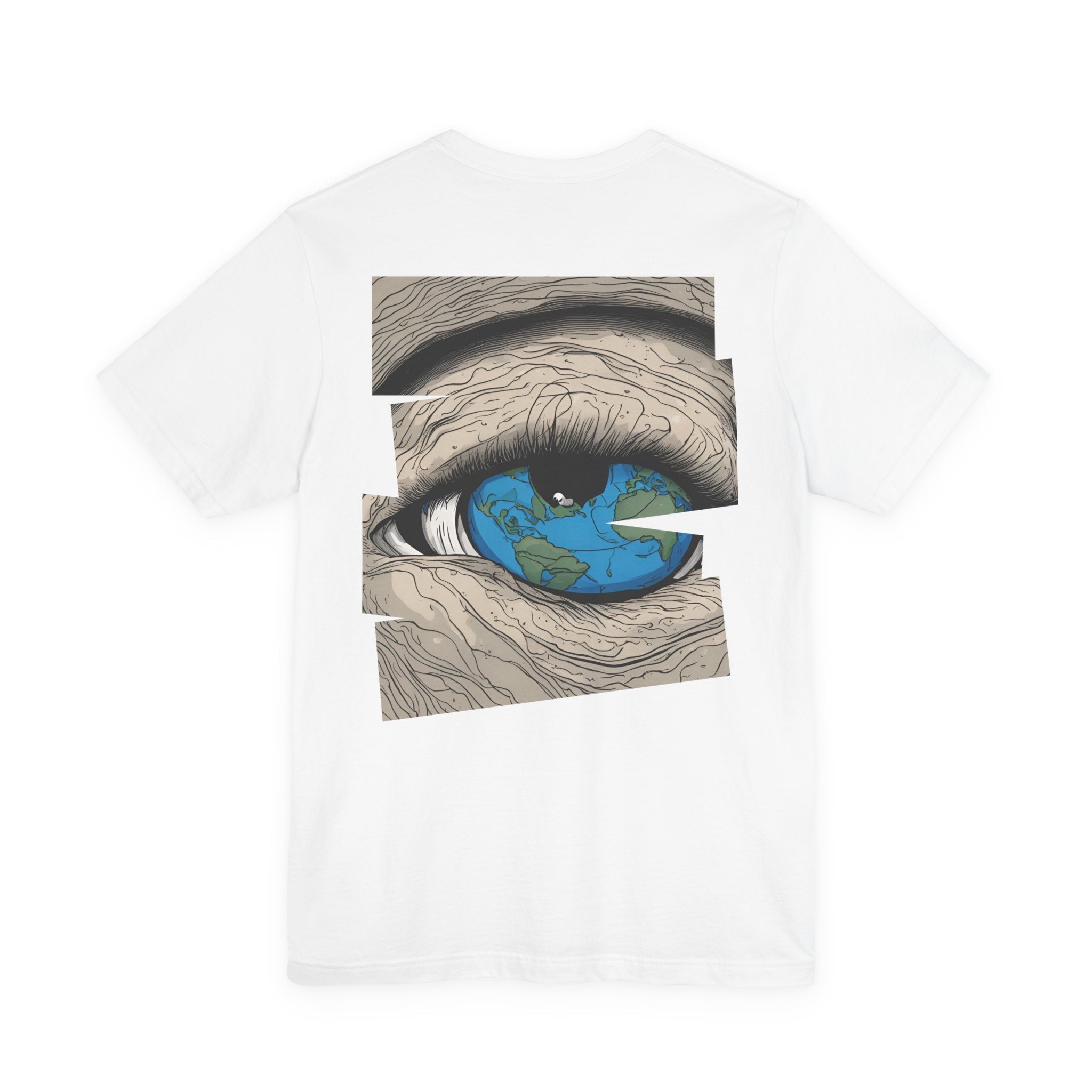 Earth Eye Graphic Tee — Back Print Globe Eye Illustration T-Shirt